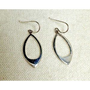 Sterling Silver Open Elongated Oval Dangle Earrings - 1 1/2"